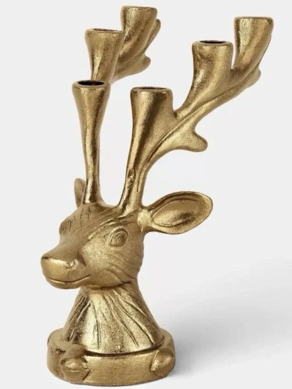 THRESHOLD Gold Deer Head Candelabra Candle Holder Tabletop Decor Cabin Christmas
